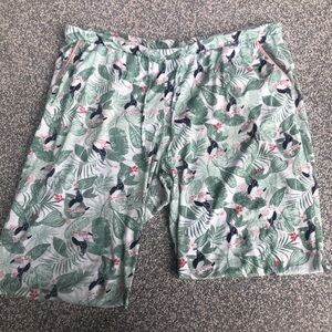 La Vie En Rose Green Leaf Print Shorts